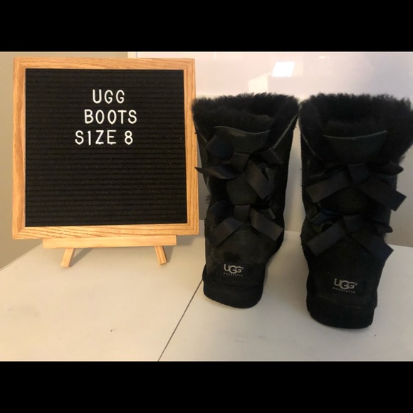 UGG Shoes - UGG Black Boots with Bows Size 8